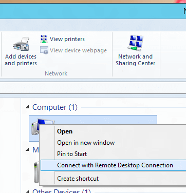 Connect to Network Computer from Windows 8 Computer