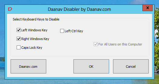 Disable Windows Keys on Keyboard Interacting with Windows 8