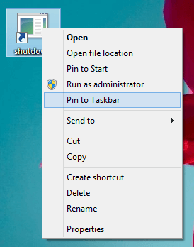 Pin Shutdown Shortcut to Taskbar on Windows 8