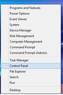 Right click Menu at bottom left corner of Windows 8