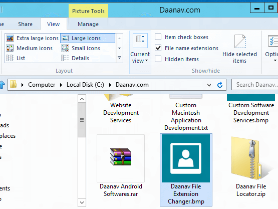 Windows 8 Explorer way to Change File Extension