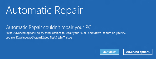 Automatic Repair of Windows 8 Could not Repair PC Automatic Repair of Windows 8 Could not Repair PC