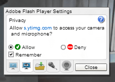 llow Flash Player to Access Camera and Microphone to Send your Video Greetings