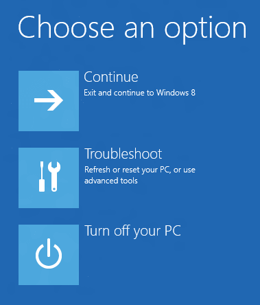 Windows 8 Automatic Recovery Advanced Options