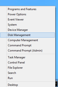 Launch Disk Management from Windows 8