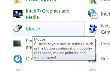 Mouse Properties from Windows Control Panel